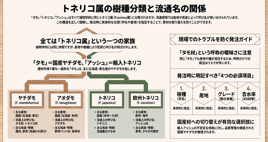 トネリコ木材の特徴と使い分け｜現場監督が知っておきたい選定基準と仕入れ先