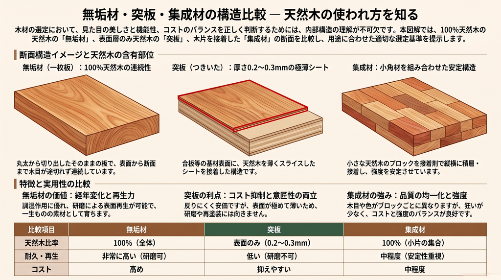 無垢材家具の選び方|失敗しない樹種・乾燥管理・提案の全知識